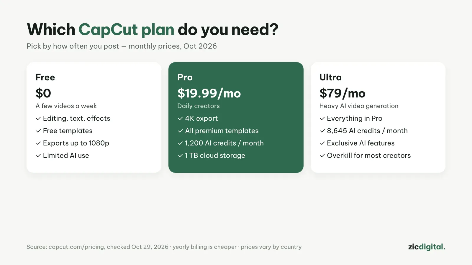 Which CapCut plan do you need