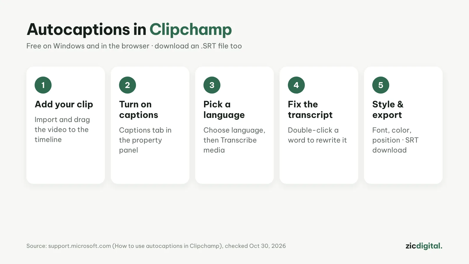 How to Add Auto Captions in Clipchamp (Free, with SRT Download)